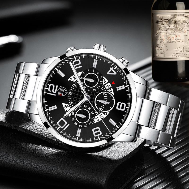 Watch Three-Piece Men'S Accessories Watch Ring Necklace Bracelet Men'S Quartz Watch