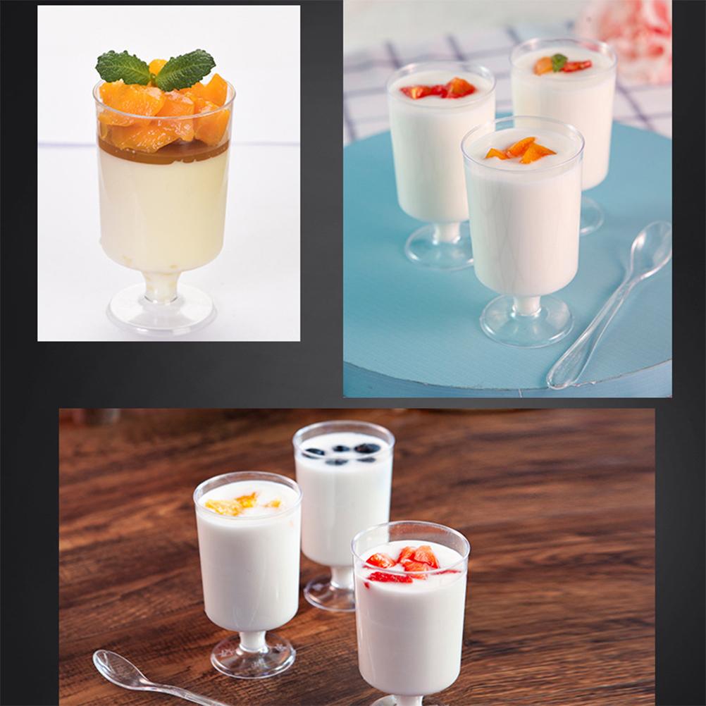 20 Pcs 100 ML Disposable Cups Pudding Yogurt Cup Roud Goblet Clear Cup Little Cup for DIY Sauce Jelly- No Lid or Spoon