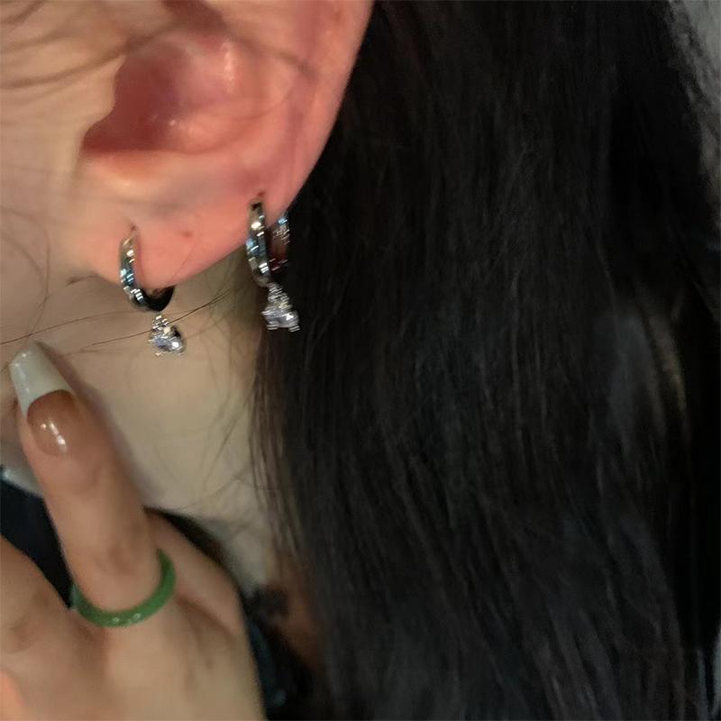 1Pair  Trend Shiny Zircon Hoop Earrings For Women Girls Exquisite Simple Earrings Wedding Jewelry Accessories Gifts