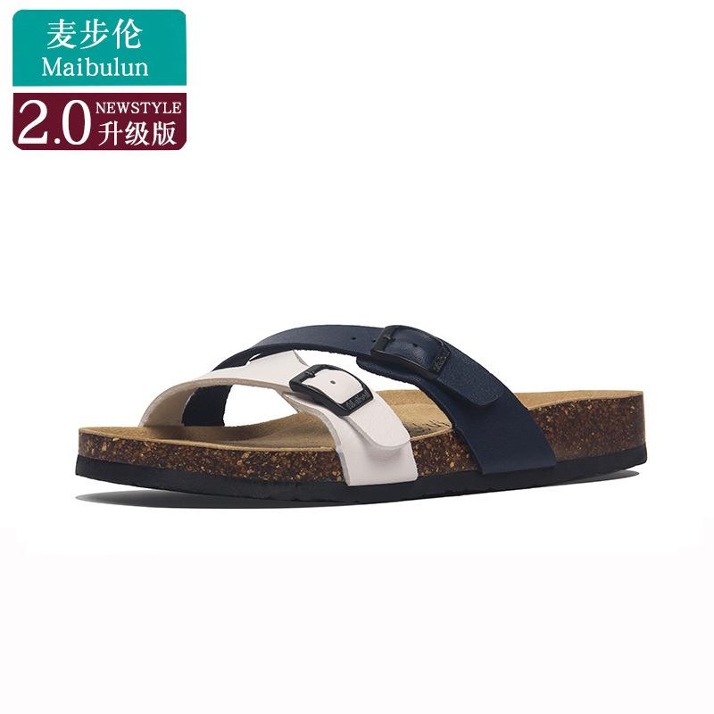 

Повседневные мягкие пробковые тапочки с пряжкой для пар, пляжные, уличные, универсальные, цветные, летние, шлепанцы, принт, плоские шлепанцы 35