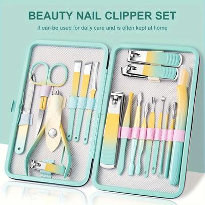Manicure Set Nail Clipper Set Men Women Toe Finger Nail Clipper Personal Care Tools with Portable Travel Case Manicure Pedicure Tools