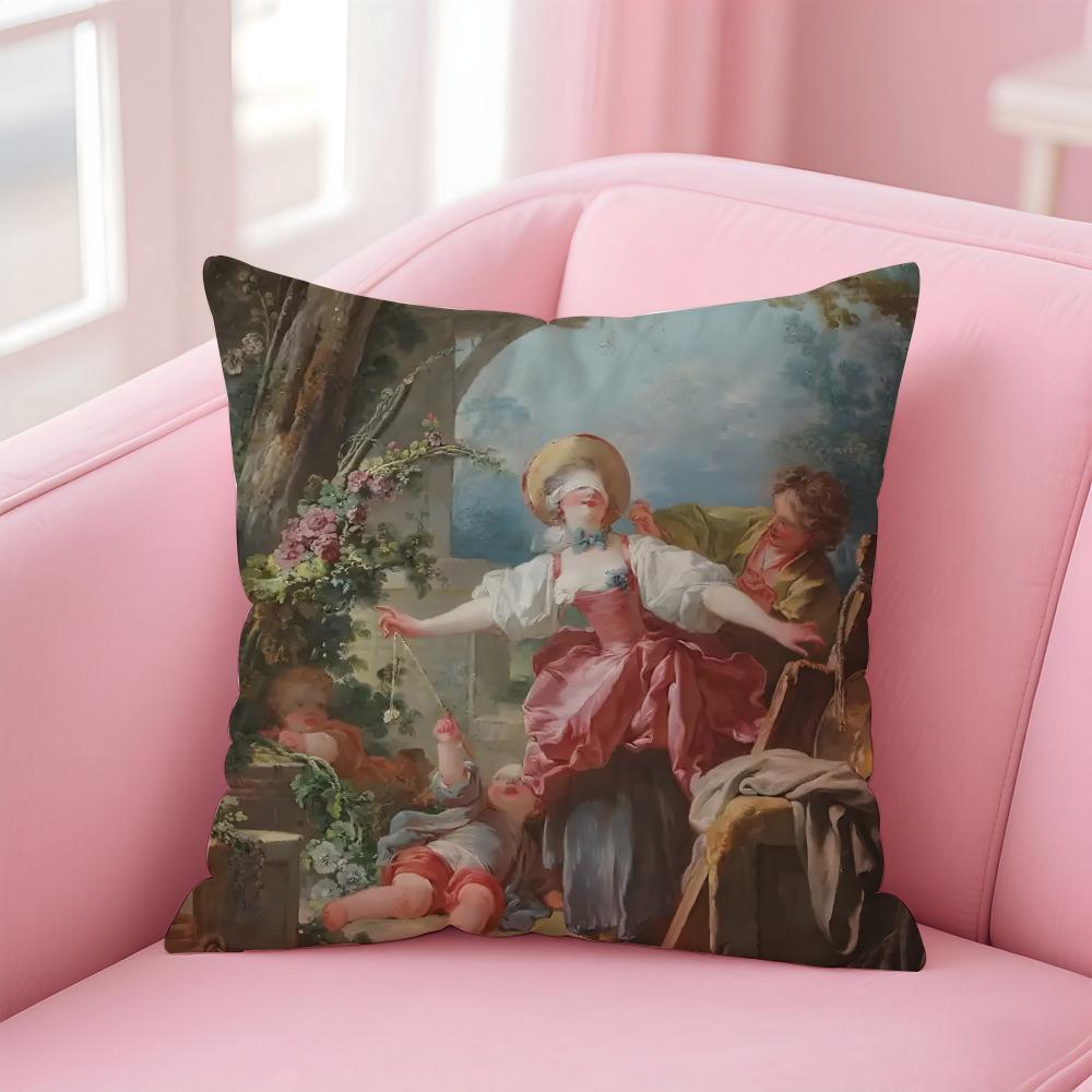 Rococo JJean Honore Fragonard Kissenbezug Kissenhülle Weicher Hautfreundlicher Stoff Komfort Verdeckter Reißverschluss