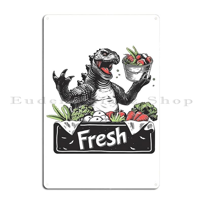 Dinosaur Sushi Nigiri Kawaii Neko Anime Japanese print Little Monster Eating Ramen Metal Design Kitchen Bar Cave Tin Sign Poster 20x30cm(7.8x11.8inch)