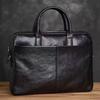 Men's Handbag Genuine Leather Business Bag Double Zipper Briefcase 17 Inch Cowhide Computer
