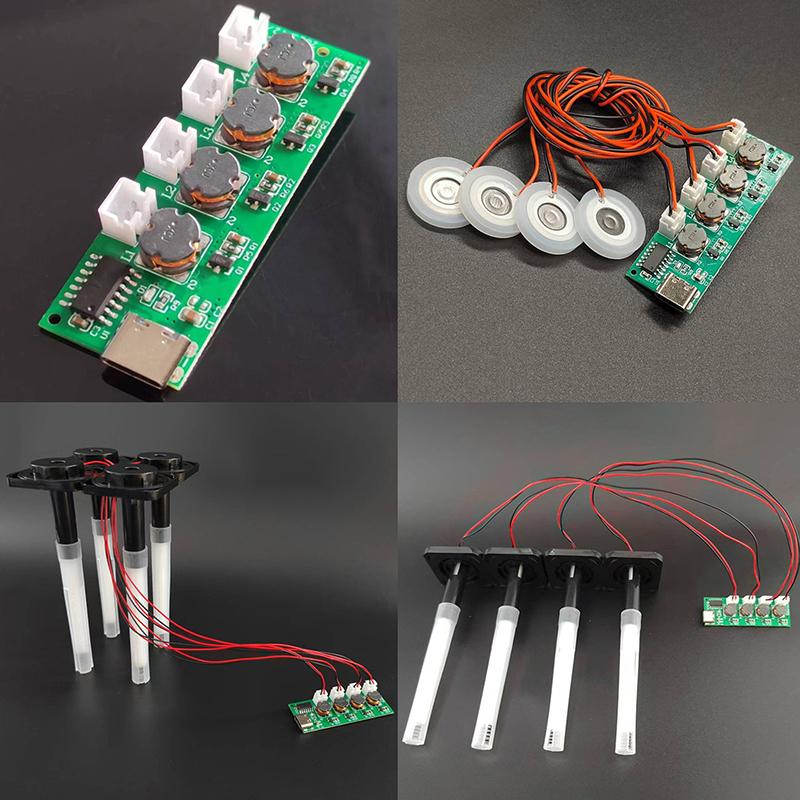 4 Stück Vier-Sprüh-Befeuchtermodul Zerstäubungsspray Kunststoffhalterung DIY-Experiment Ultraschallzerstäubungshalterung ohne Zerstäuber