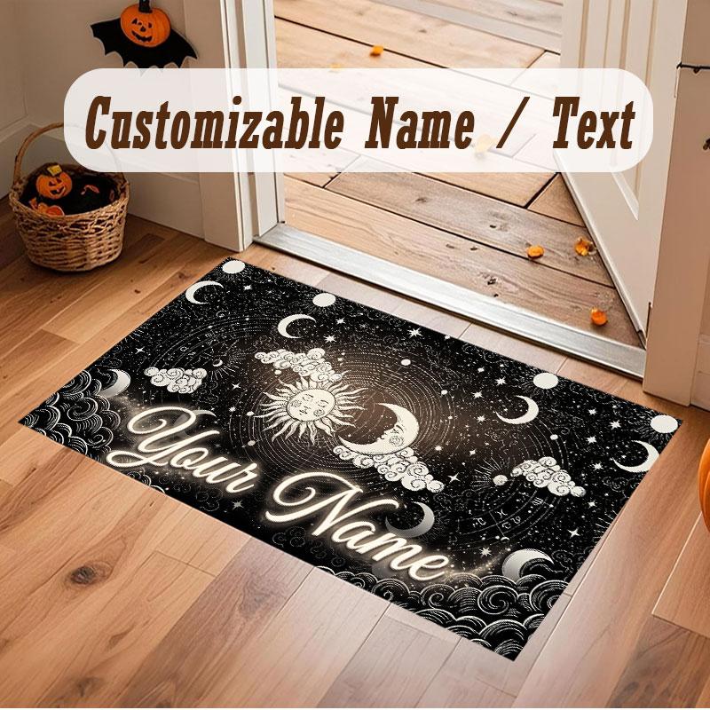 Decorative Artwork Theme Crystal Velvet Floor Rug Personalized Custom Name Text Warm Carpet Home Decoration