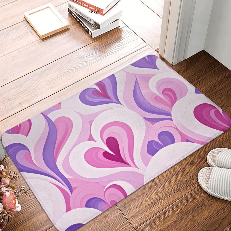 Heart Door Mat 2D Love Pattern Entrance Rug Red Valentines Decor Soft Non-Slip Indoor Welcome Mat Romantic Home Hallway Floor