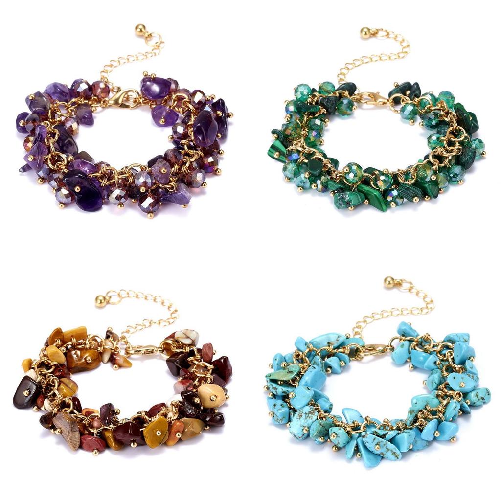 Geometric Crystal Beaded Hand Chain With Multicolor Stones For Travel Souvenir