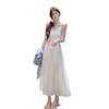 Pure desire wind lotus leaf edge sleeveless floral suspender dress women's summer new waist and thin temperament a word long dress