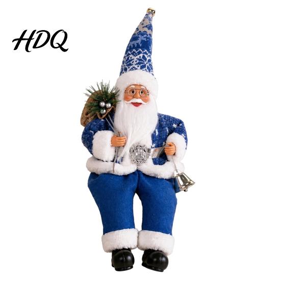 Indoor Festive Shelf Sitter Christmas Sitting Santa Claus Figurine Cute Doll with Gift Bag Xmas Home Ornament Collection And Presents for Holiday