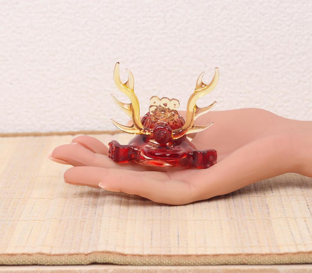 Craftsman House Helmet Ornament Small May Festival Tango no Sekku Handmade Glass - (Red Style) (Height 8cm) Doll, (Boys' Festival),