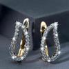 Huitan Fancy Leaf-shaped Earrings for Women Two Tone Design Luxury Cubic Zirconia Bridal Wedding Earrings 2024 New Chic