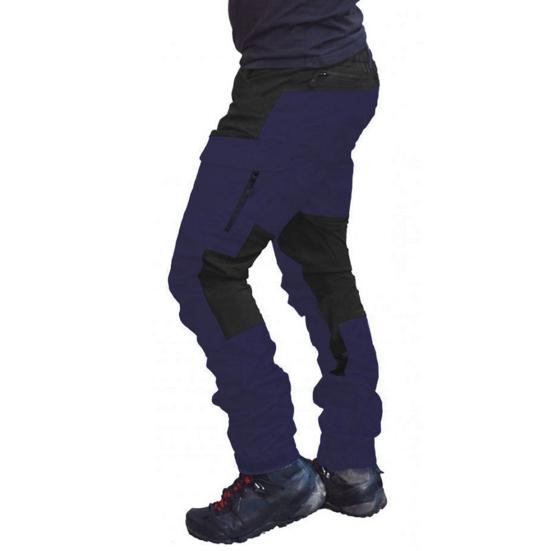 Men Fashion Color Block Multi Pockets Sports Long Cargo Pants Work Trousers
