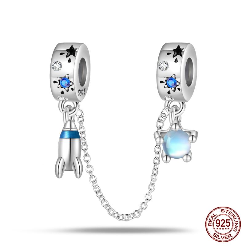 New Copper Fashion Glowing Space Astronaut Spaceship Charms Beads Fit Brand Original Bracelet Diy Jewelry Gift