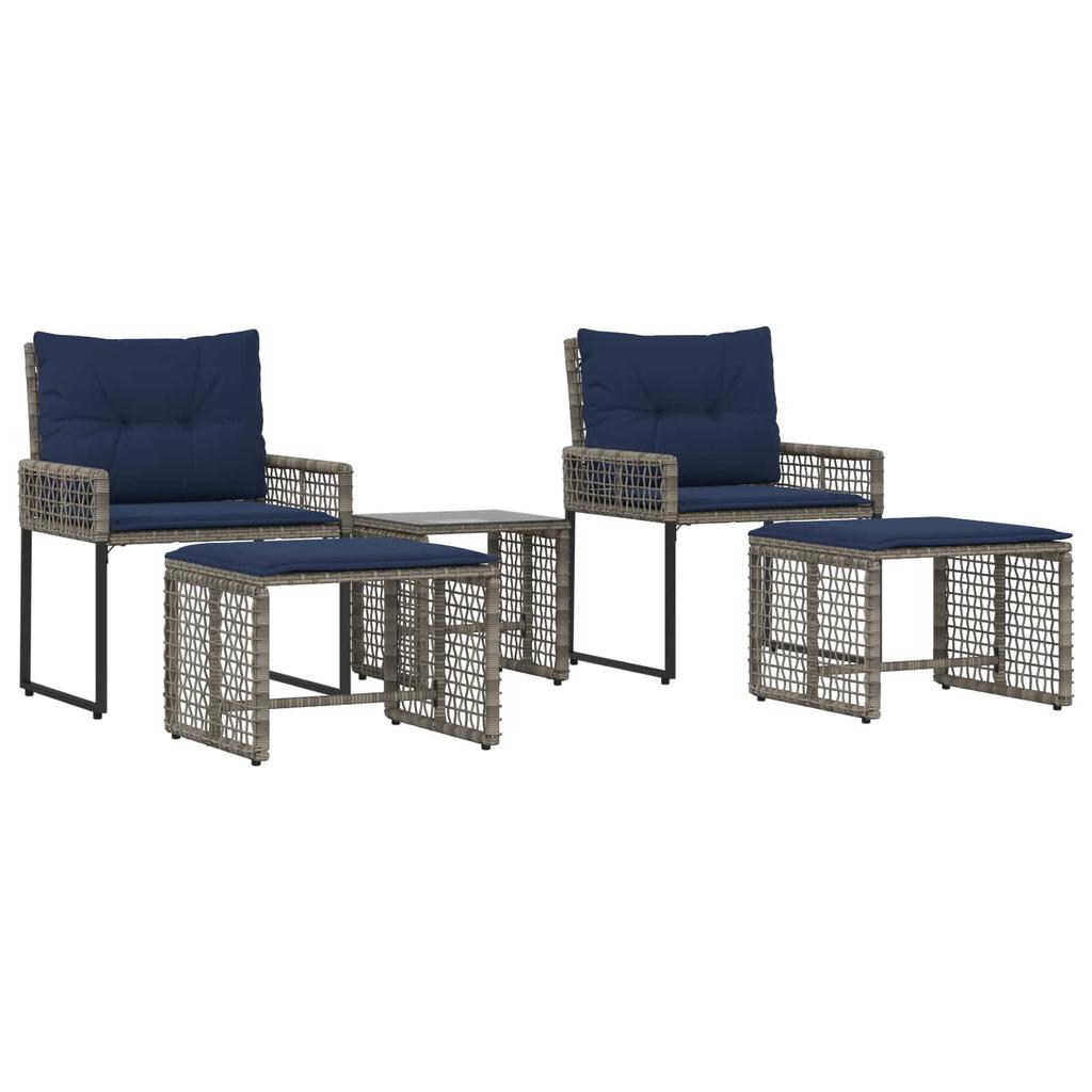 Garden Furniture Set with Cushions 5 pcs Grey and Navy Blue