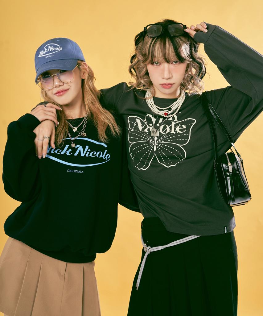 Nigaennikol Butterfly Signature Ls Top_Charcoal Cream