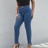 Ladies' Solid Color Casual Pants Versatile Slim Fit Straight Leg Denim Jeans
