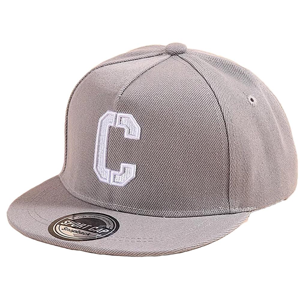 

Kids Snapback Cap Embroidered Letter Flat Brim Baseball Hat for Children Boy Girl Solid Color Summer Sun Hats сірий