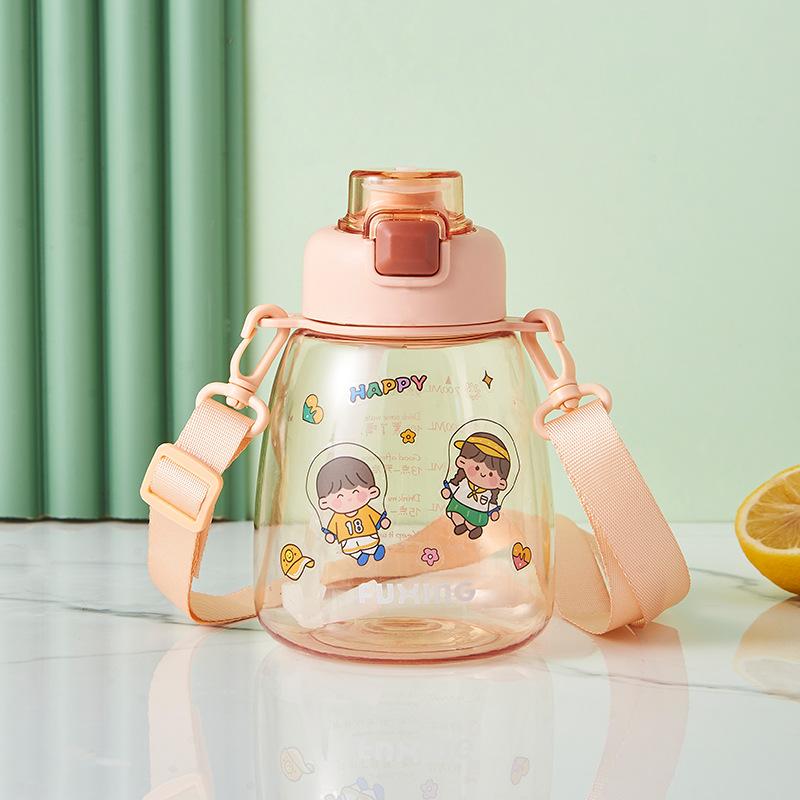 New High-value Pot-bellied Cup, Large Capacity, Simple and Cute, Children's Water Bottle, Straw Cup, Girls' Water Cup, High Temperature Resistance