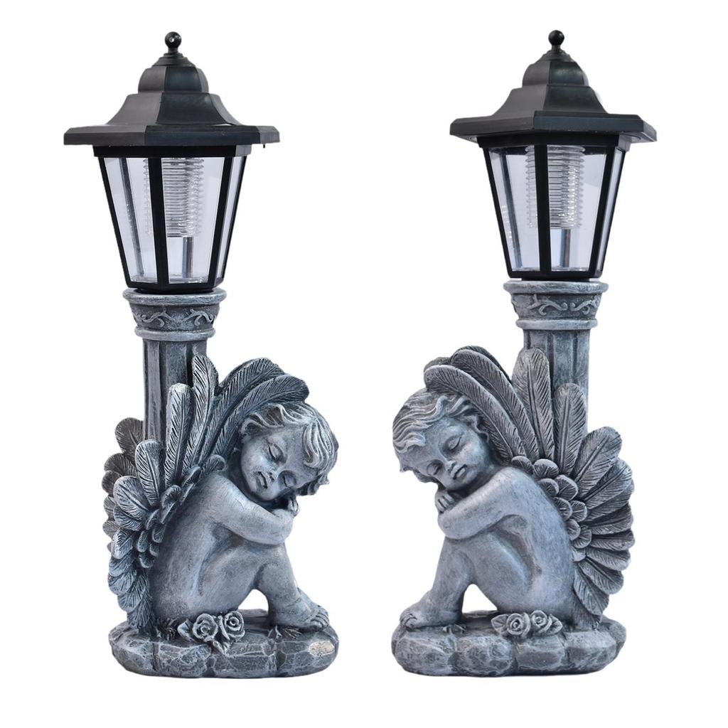 Resin Angel Solar Lamp Easy to Use Statue Modern Decorative Statuette for Garden Decoration Outdoor