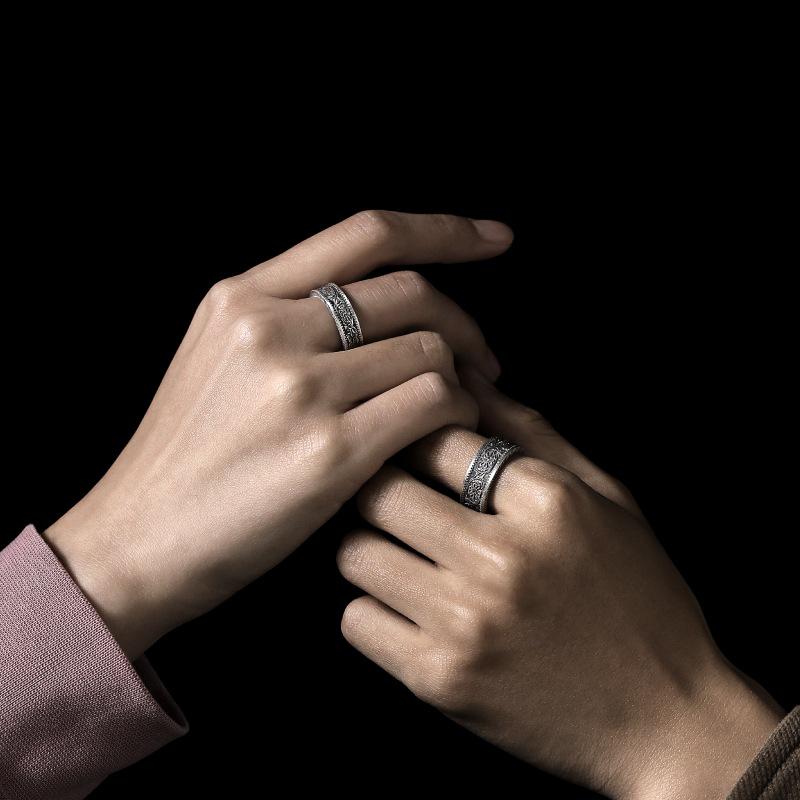Yin Taifei Retro Lucky Sixpence Minimalist Couple's Ring