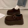 Height increasing thick soled Boken shoes for women 2026 new style big head versatile loafers with plush single shoes