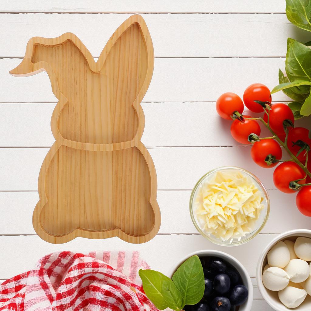 Easter Bunny Tray Decor Wooden Serving Tray Easter Bunny Cooked Food Plate Decorative Wood Snack Board Charcuterie Platter