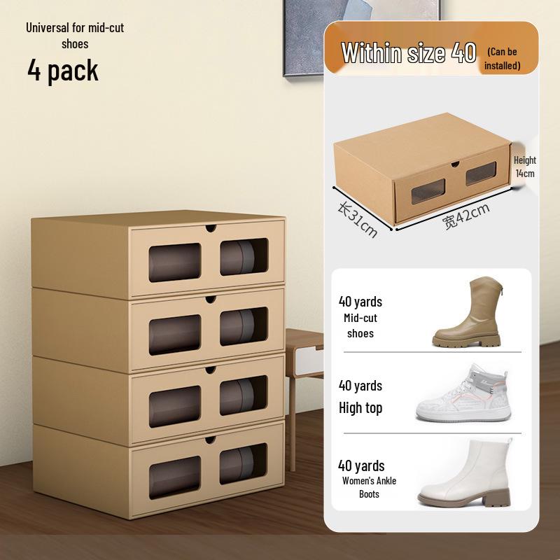 Schuhregal: Platzsparende transparente Kraftpapier-Aufbewahrungsboxen