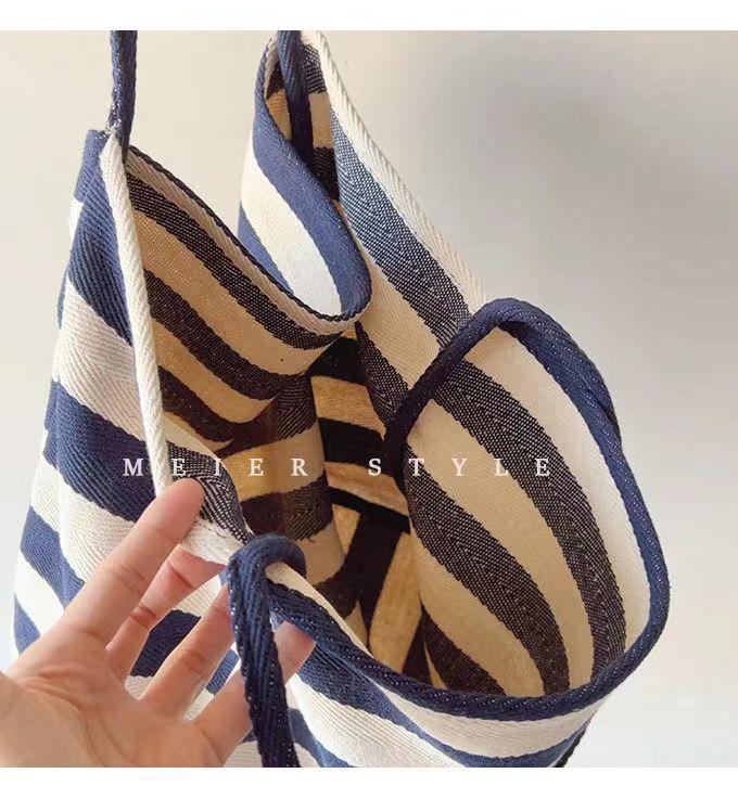 Sac Cabas en Toile Korean Artistic Color Block – Grande Capacité, Épaule Unique, Style Décontracté