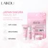 LAIKOU Japan Sakura Skin Care Travel Set 4 Pcs Cleanser, Toner, Cream, Essence