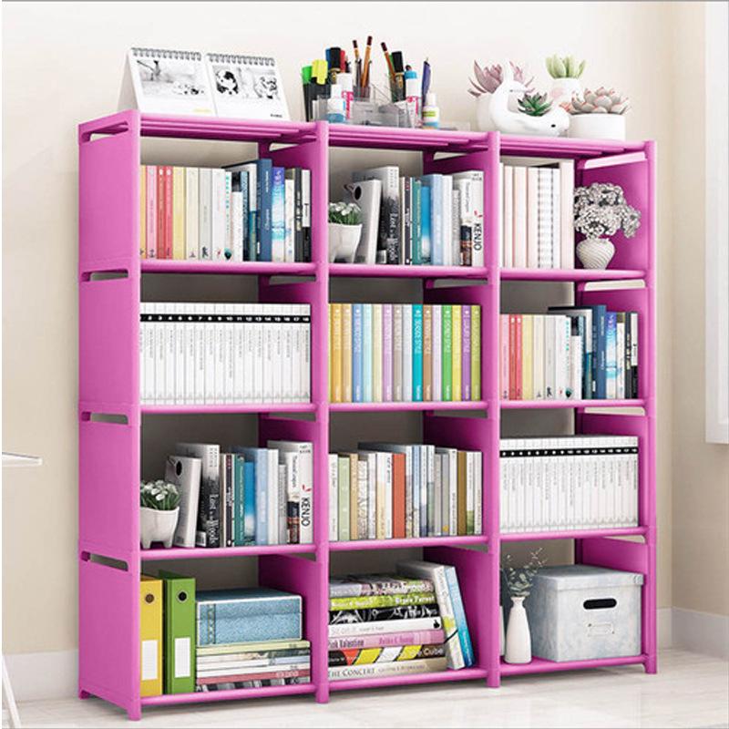 Best-Selling Multi-Layer Bookshelf: Three-Column Steel Pipe Bookcase for Home Storage & Student Organization