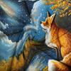Fox Shower Curtain Autumn Forest Moon Night Scene Starry Sky Wildlife Comping Hunting Nature Lake Fall Maple Leaf Watercolor