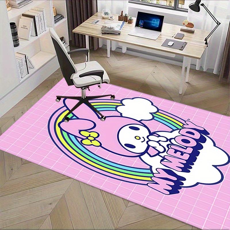 Office Rug My Melody, Rainbow Anti-Slip Rug, Machine Washable for Living Room, Bedroom, Office, Multiple Sizes, Bedroom Mat, Decorative Mat, Durable M