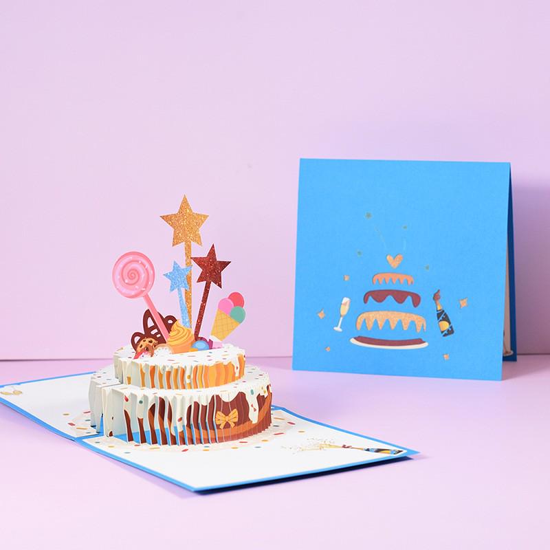 3D Musical Birthday Card with Luminous Cake Design for Boyfriend or Girlfriend