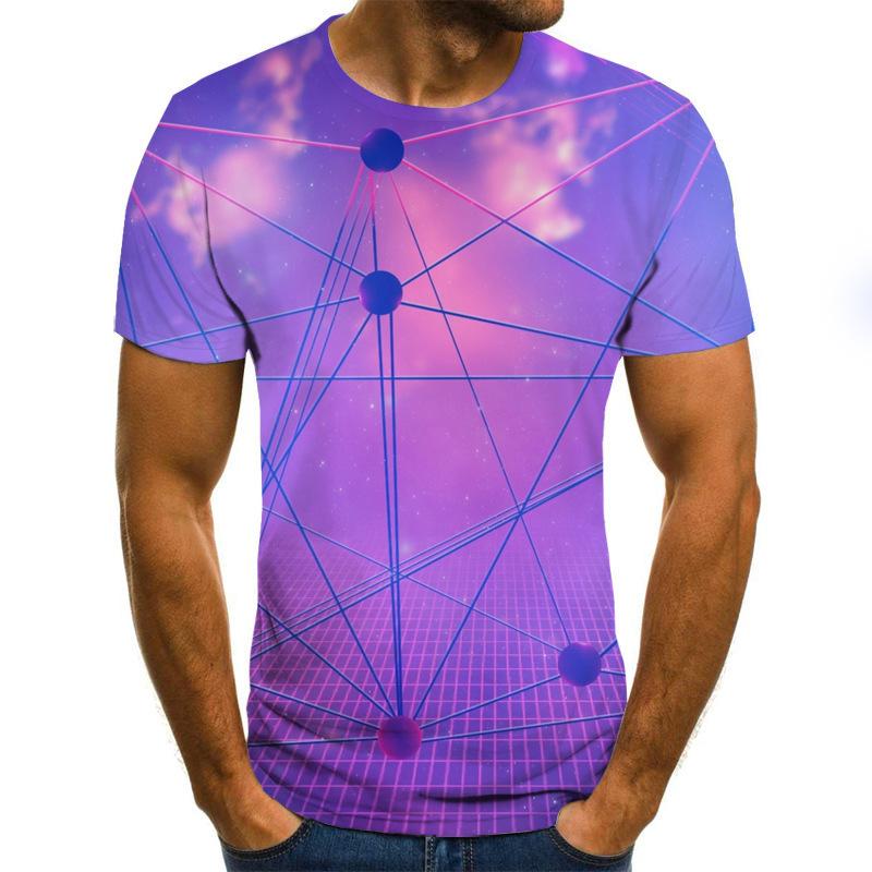 Sommer T-Shirt Geometrisches Schillerndes Bild 3D Digitaldruck Rundhals Herren Sport Locker 3D T-Shirt