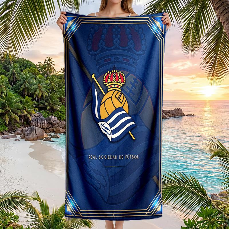 Real Sociedad FC Print Quick Dry Beach Towel Microfiber Absorbent Portable Travel Swimming Towel