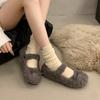 Round head Mary Jane Mao Mao shoes women's autumn and winter new bow light mouth commuting cotton shoes