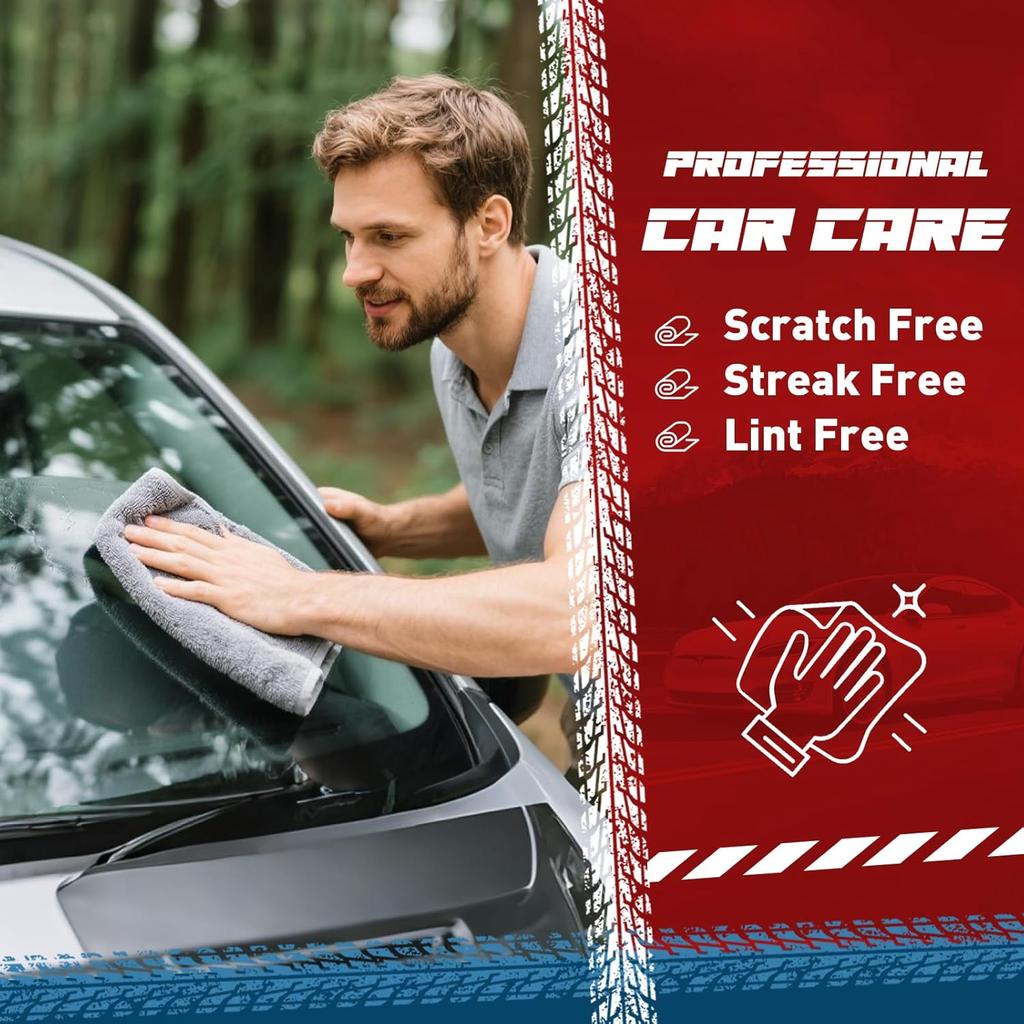 Microfiber Cleaning Cloths Bulk-18 Pack, Gray Microfiber Towels For Cars, Ultra Absorbent Microfiber Towel Weave Grime & Liquid For Streak-Free