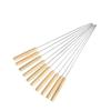 COKRSUPE Stainless Steel BBQ Skewers with Wooden Handle