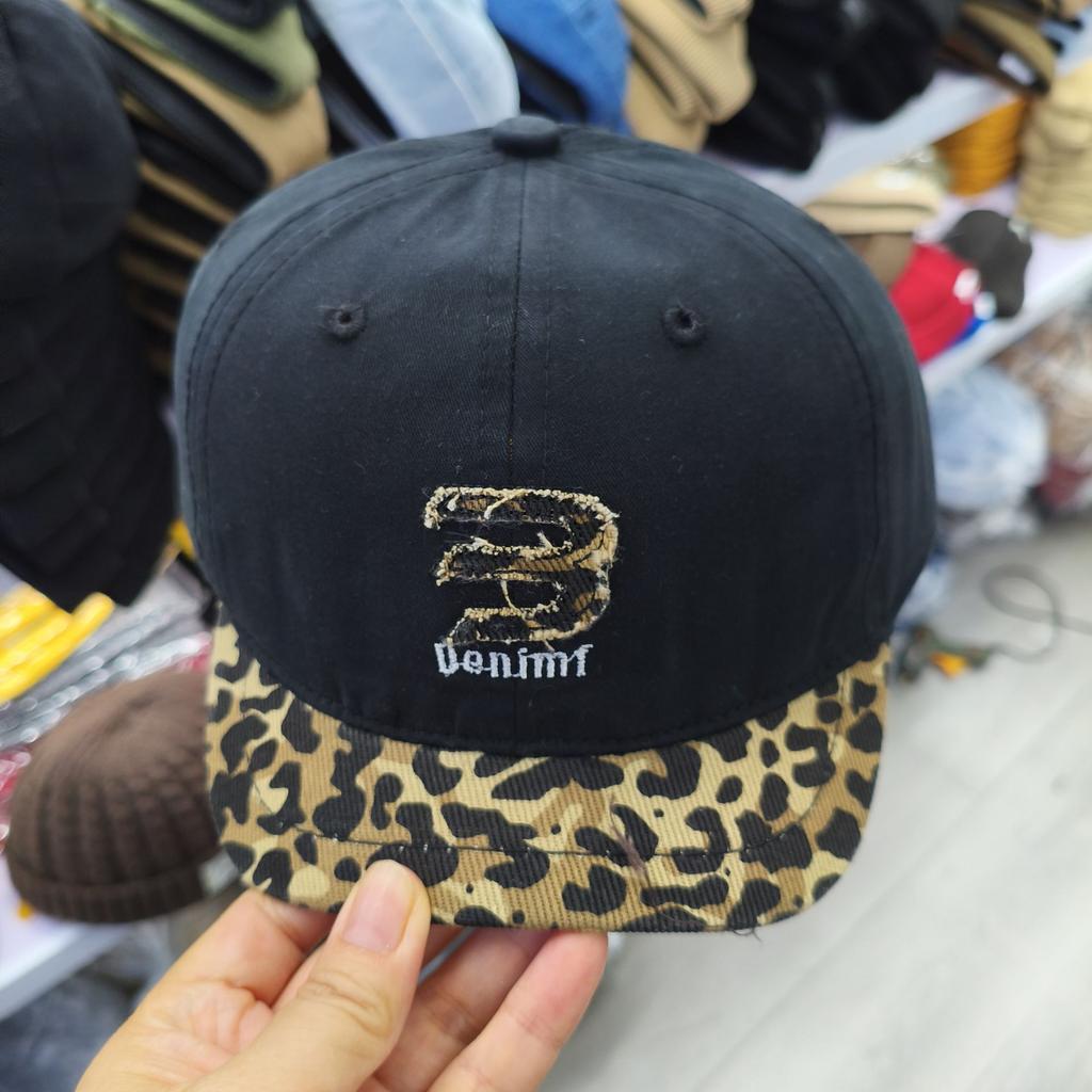 New leopard print splicing color letter embroidery soft top short hat small head circumference fashion personality trend versatile cap