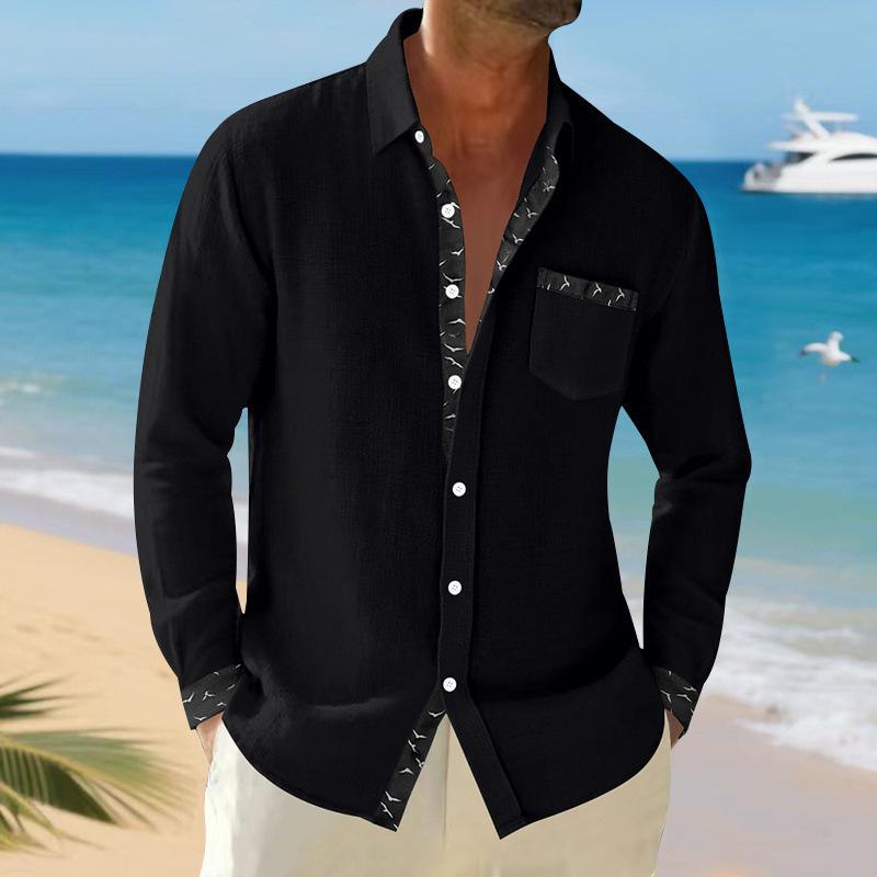 

2025 Новая осенне-зимняя свободная простая повседневная рубашка с длинным рукавом S чёрный