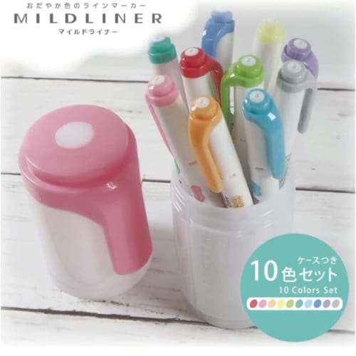 Zebra Highlighter Mild Liner 10 Colors with Hard Case Blue Green WKT7-HD-BG-AZ