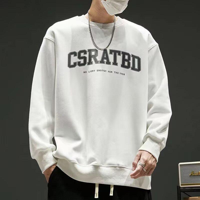 Men s Trendy Loose Fit Plus Size Solid Color Round Neck Hoodie - Spring & Autumn 3XL