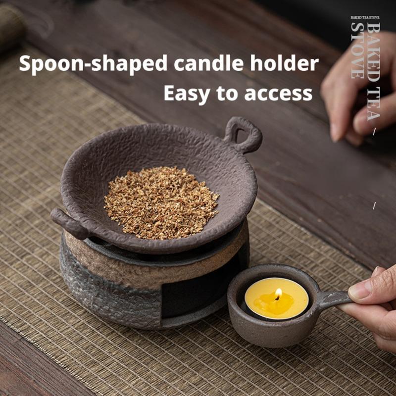 Ceramic Teas Stove Warmer For Fragrances Diffusion And Beverages Warming With Tealight Candle Holder For Meditations Space