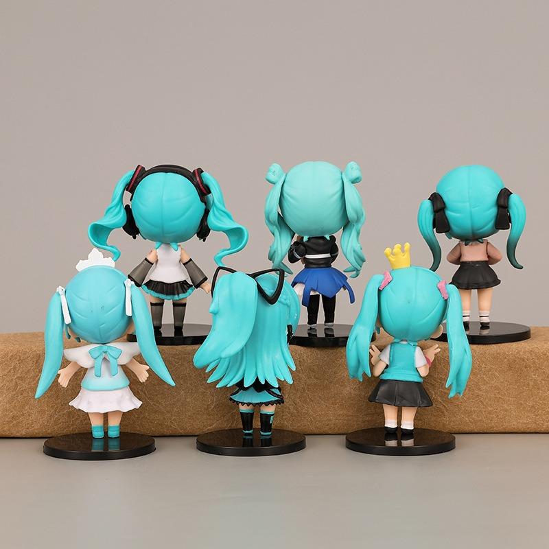 6pcs/set Anime new hatsune miku figure mini character ornaments kawai hatsune table decoration for home adult toy child gifts