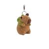 Adorable Capybara Plush Pendant with Floral Quilted Military Coat Keychain