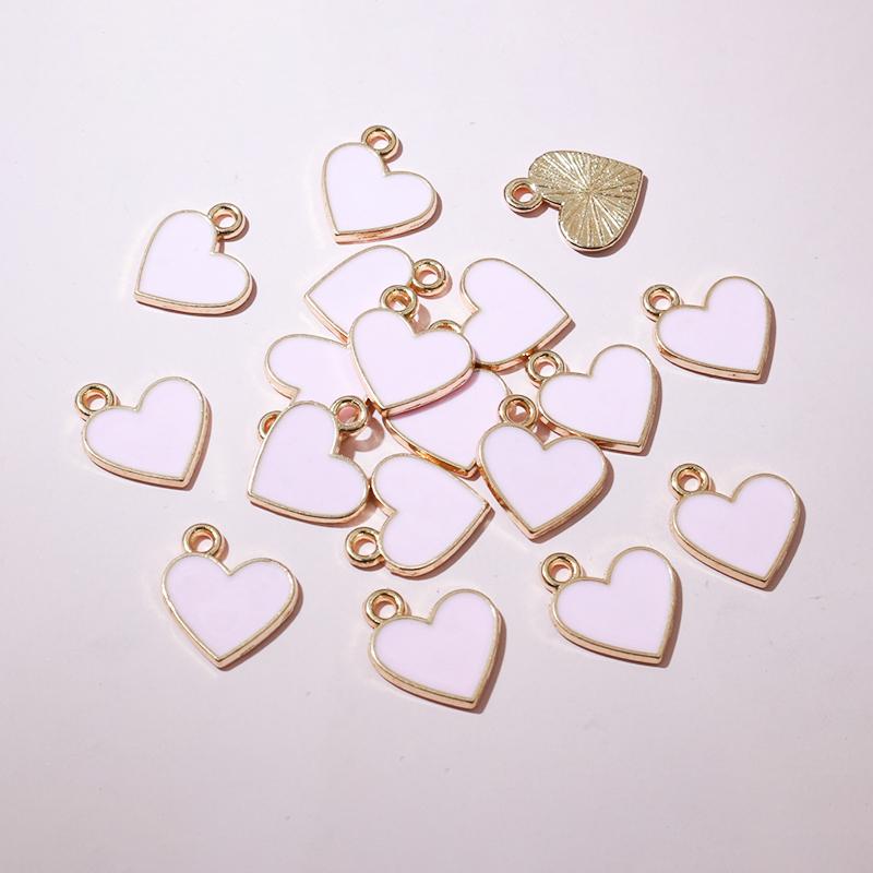 20pcs 13x11.5mm Enamel Small Cute Heart Charms Pendant DIY Jewelry Making Accessories Findings for Bracelet Earrings Keychains