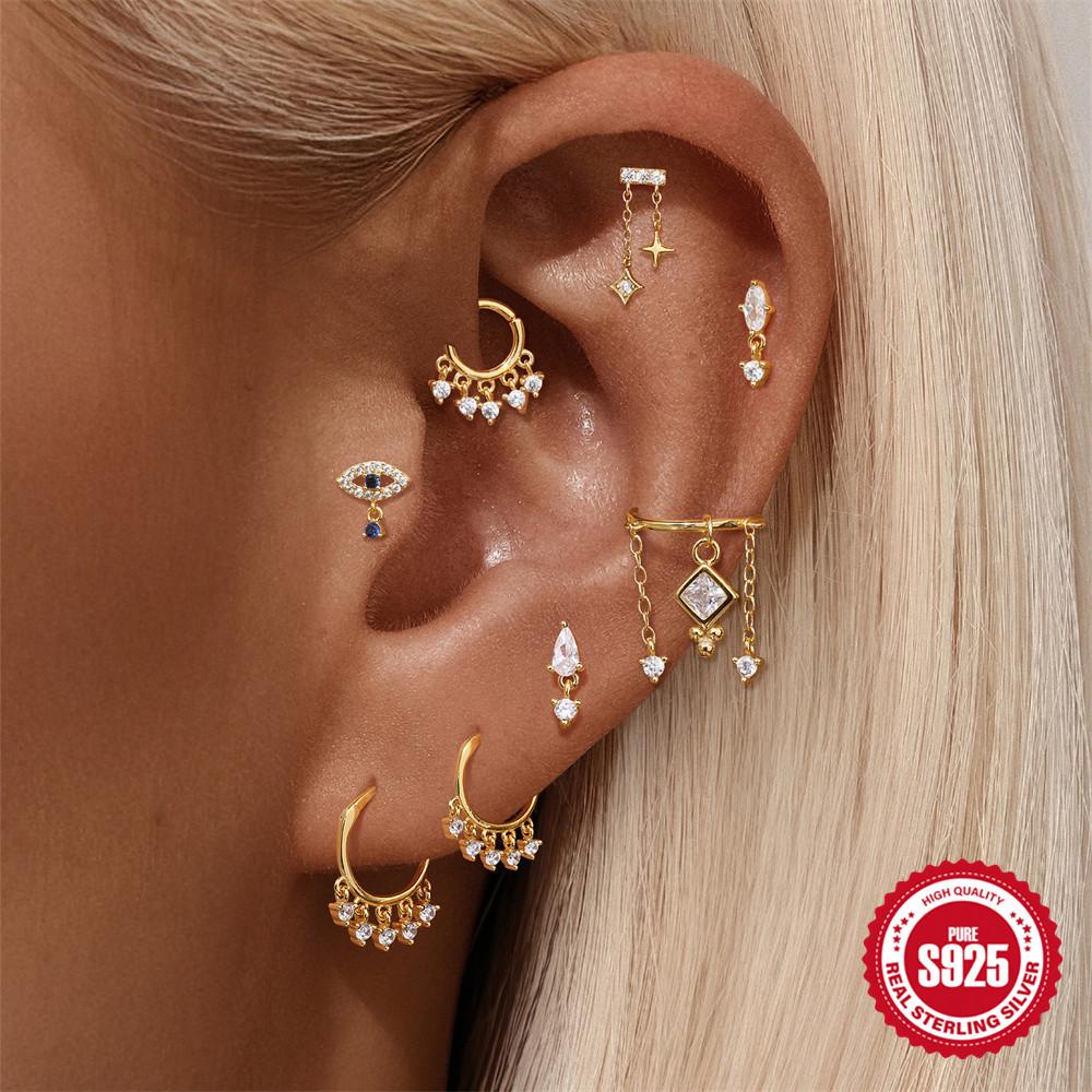Sterling Silver Devil's Eye Star Cartilage Stud
