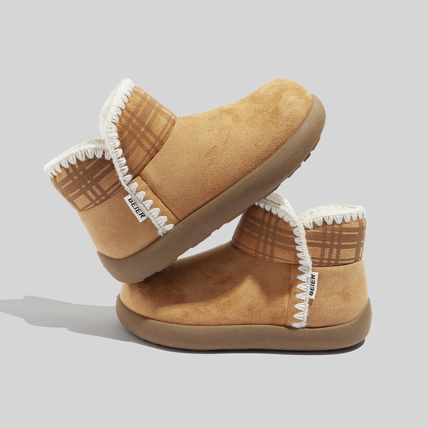 Belle winter new velvet thickened snow boots casual warm short boots cotton shoes 35