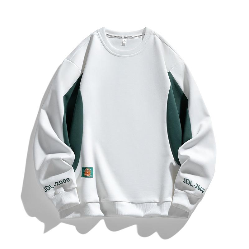 

Худи свободного кроя с цветными блоками, Осень и Зима, Простое и Повседневное, Свободная футболка с длинными рукавами и цветными блоками, Мужское худи с круглым вырезом M